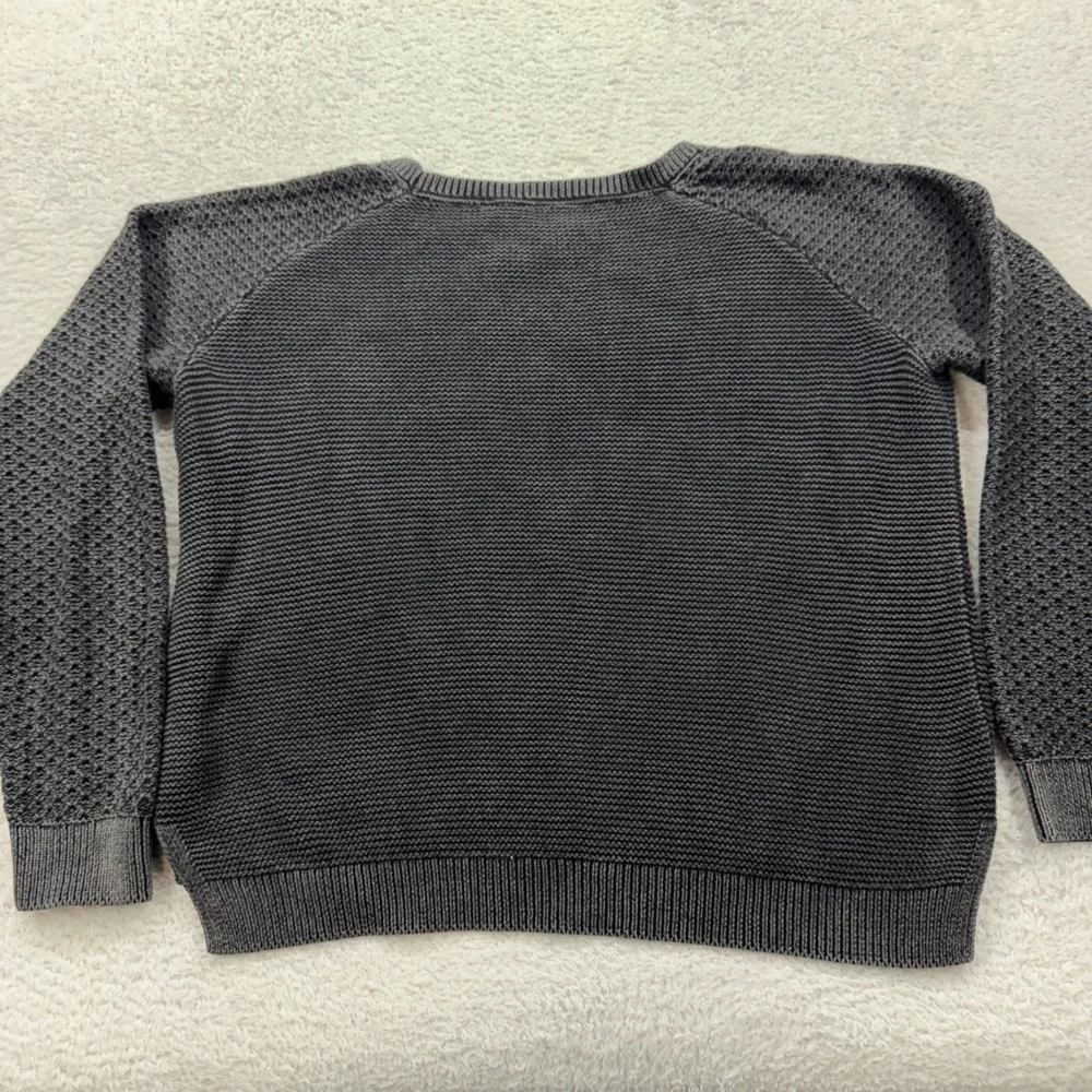 Harley Davidson Womens Sweater Charcoal Gray Knitted‎ Cotton Raglan Size L